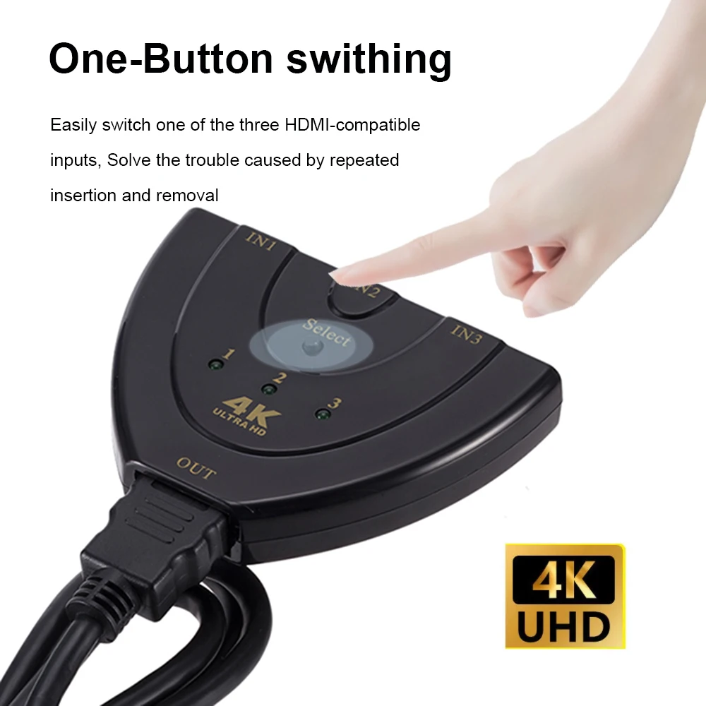 4K*2K שהצטיירה 3D כבל HDMI תואם-מתג 3 ב-1 יציאת החלפת מפצל 1080P עבור ה-DVD HDTV PS3 PS4 מתאם