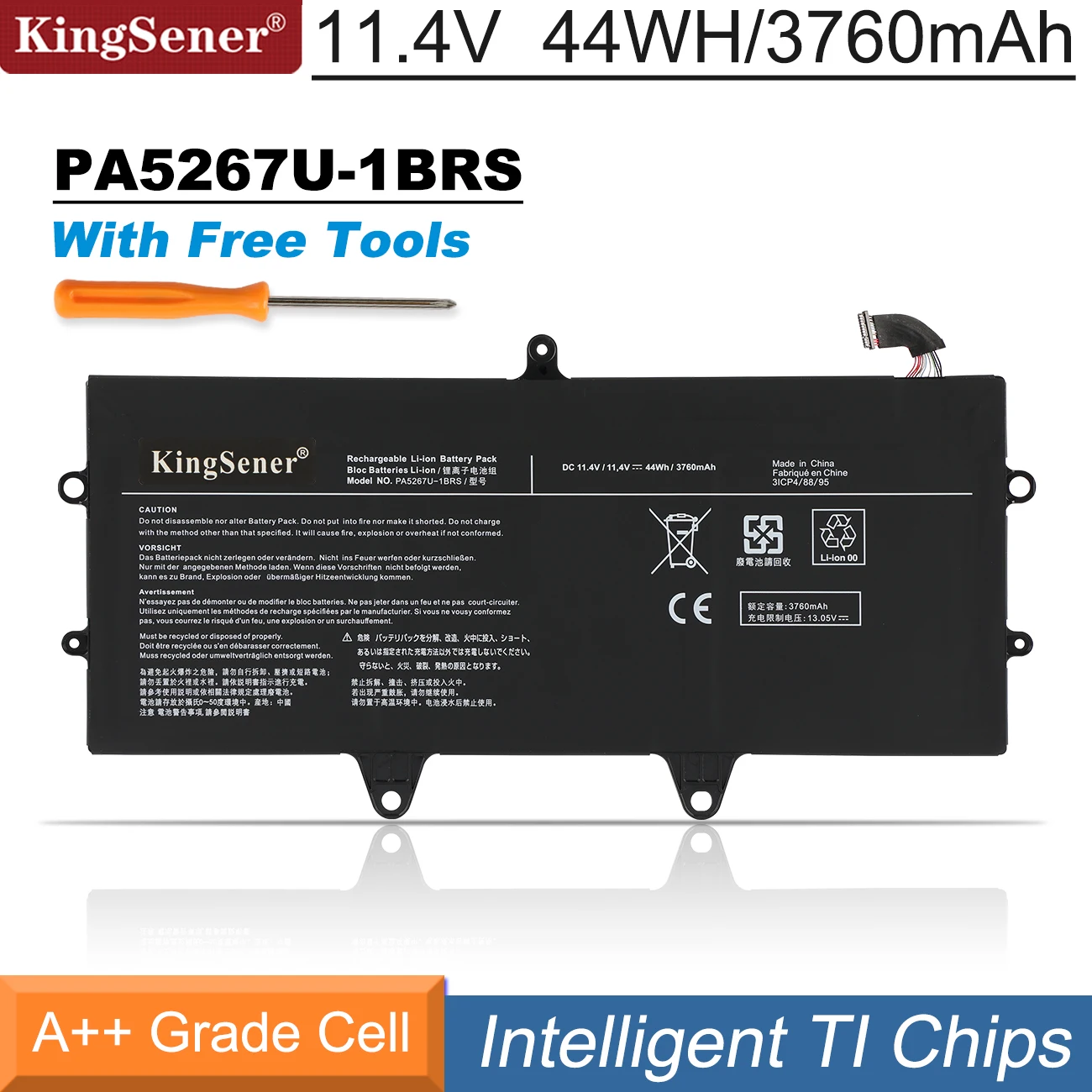 KingSener PA5267U-1BRS 11.4 V 44Wh סוללה של מחשב נייד עבור Toshiba Portege X20W X20W-D X20W-ד-10E X20W-ד-10Q X20W-ד-10R סדרה PA5267U