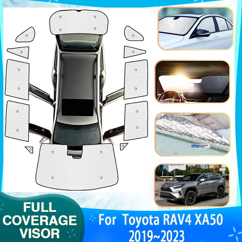 המכונית כיסוי מלא שמשיות עבור טויוטה Rav4 2022 אביזרים XA50 2019~2023 המכונית קרם הגנה חלון שמשיה מכסה אביזרים