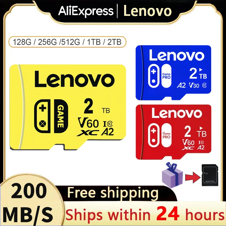 Lenovo כרטיס הזיכרון 128GB 512GB 256GB Mini SD Card Class 10 TF כרטיס פלאש 2TB Tarjeta Sd מיקרו 1tb Memorias Usb עבור נינטנדו 3ds