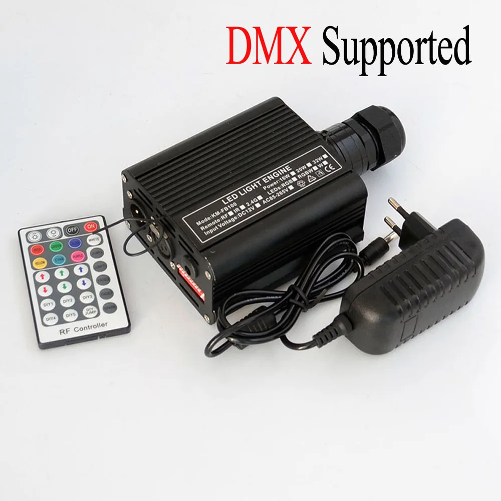 DMX512 16W RGBW סיבים אופטיים מקור אור עם 28key RF Controller עבור כל מיני סוגים של סיב אופטי כבל כוכבים בשמיים התקרה