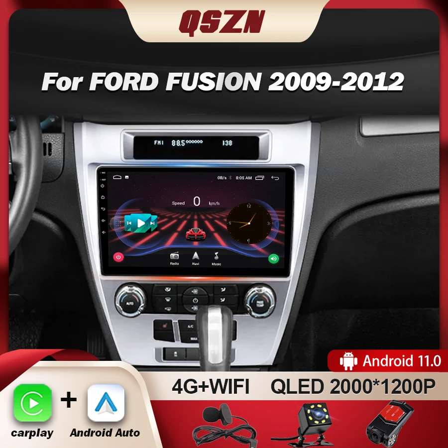 QSZN עבור פורד פיוז ' ן מונדיאו 2009 עד 2012, מכונית רדיו סטריאו מולטימדיה נגן וידאו ניווט GPS RDS לא Dvd Autoradio אנדרואיד 13