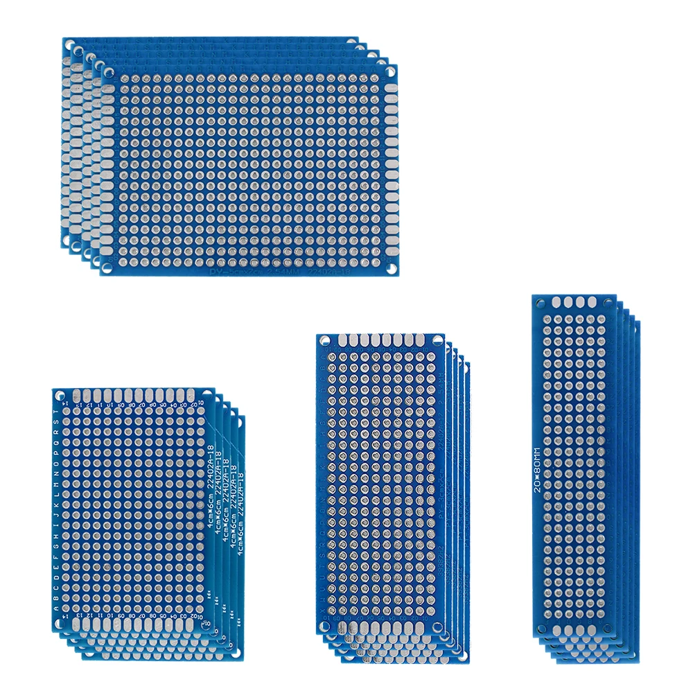 20PCS/Lot דו צדדית PCB ערכה לוח קרש חיתוך 2x8 3x7 4x6 5x7cm PCB אוניברסלי הניסוי כחול טיפוס מעגלים Diy