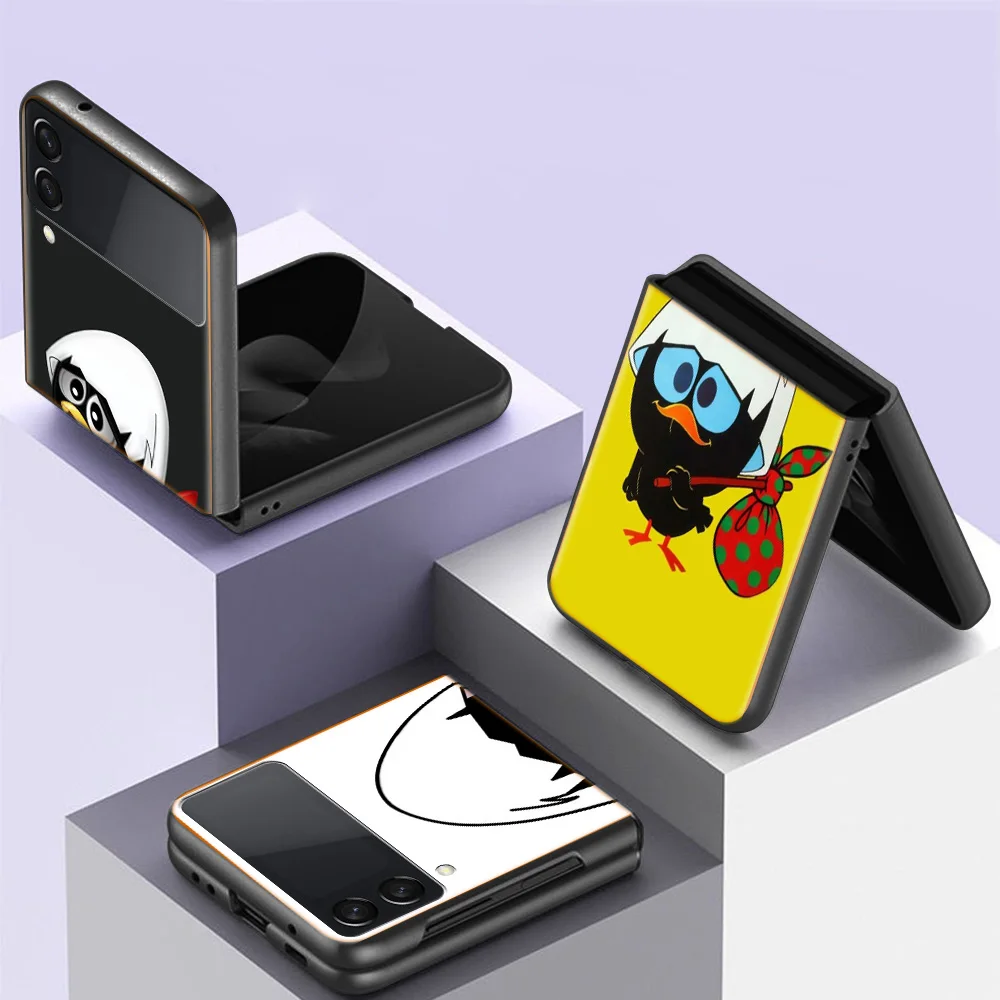 Calimero קריקטורה חמודה ברווז טלפון Case For Samsung Galaxy Z Flip 3 4 Z Flip 5G Shockproof כריכה קשה Z Flip 3 5G Z Flip 4 5 גרם TPU