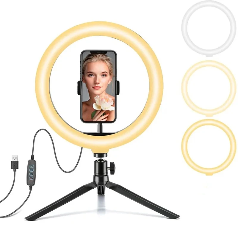 26cm LED Selfie טבעת אור צילום וידאו אור 12 RingLight טלפון סטנד חצובה למלא ניתן לעמעום אור המנורה Trepied זרימה