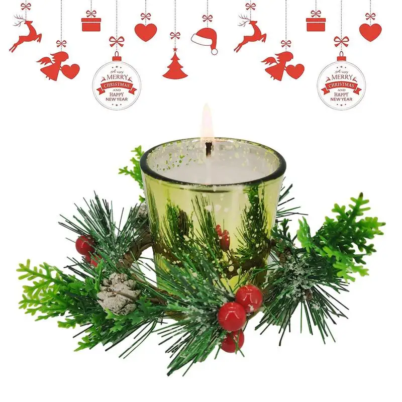 חג המולד נר Tealight מחזיקי מחזיקי נרות מזכוכית עיצוב הבית יער אדומים ליצור מצב רוח חג המולד עבור חדר השינה האח