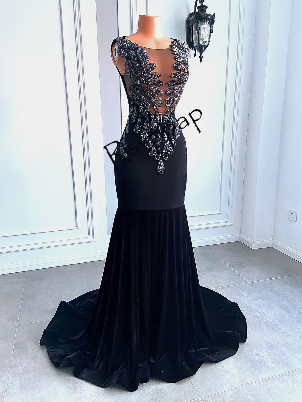 סקסי שחור ריינסטון ים ארוך שמלות לנשף 2023 אמיתי חרוזים העצום העליון גבוהה Quliaty ספנדקס ילדה אפריקאית שמלות מסיבת יום ההולדת.