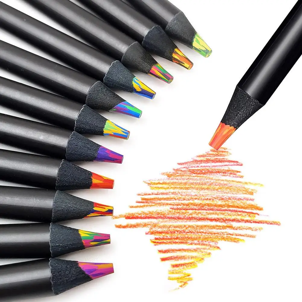 8pcs קשת צבע קונצנטריים שיפוע צבעוניים עיפרון עפרונות צבעוניים עפרונות צבעוניים להגדיר זולים Kawaii נייר אמנות הציור ציור