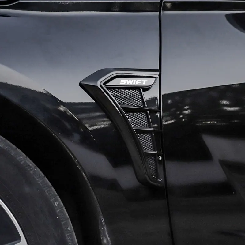 על Suzuk סוויפט אביזרי רכב פחמן שחור המכונית הפגוש, בצד פתחי זרימת אוויר צריכת חור סורג מדבקת כיסוי