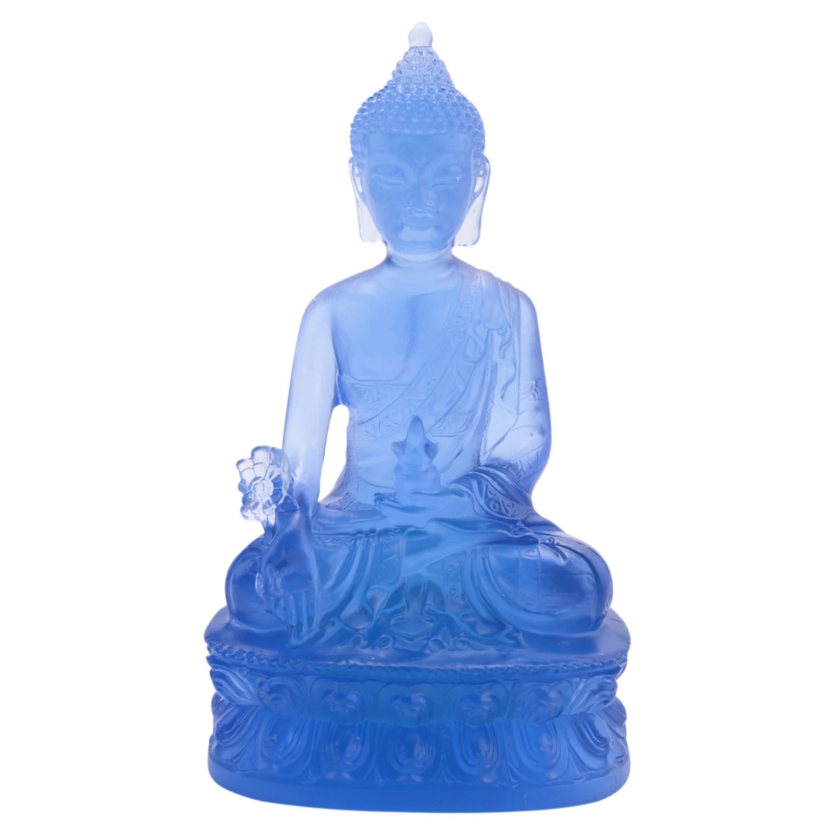 רפואה טיבטית פסל בודהה,שקוף שרף בודהה פסל מדיטציה עיצוב רוחני עיצוב אספנות -כחול