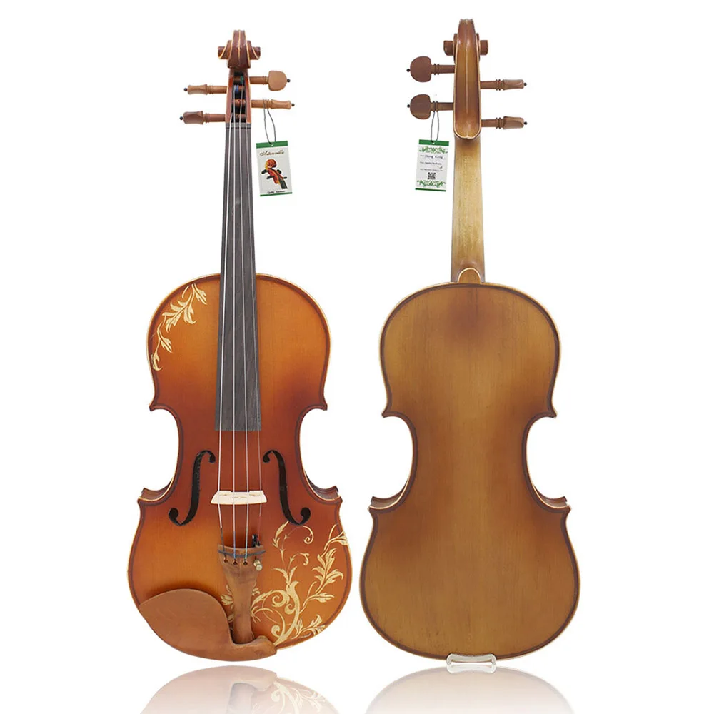 כינור 4/4 אקוסטית מייפל לוח מגולף בצבע טבעי כינור, כינור ערכות עם תיק & הקשת למתחילים נגינה מתנה