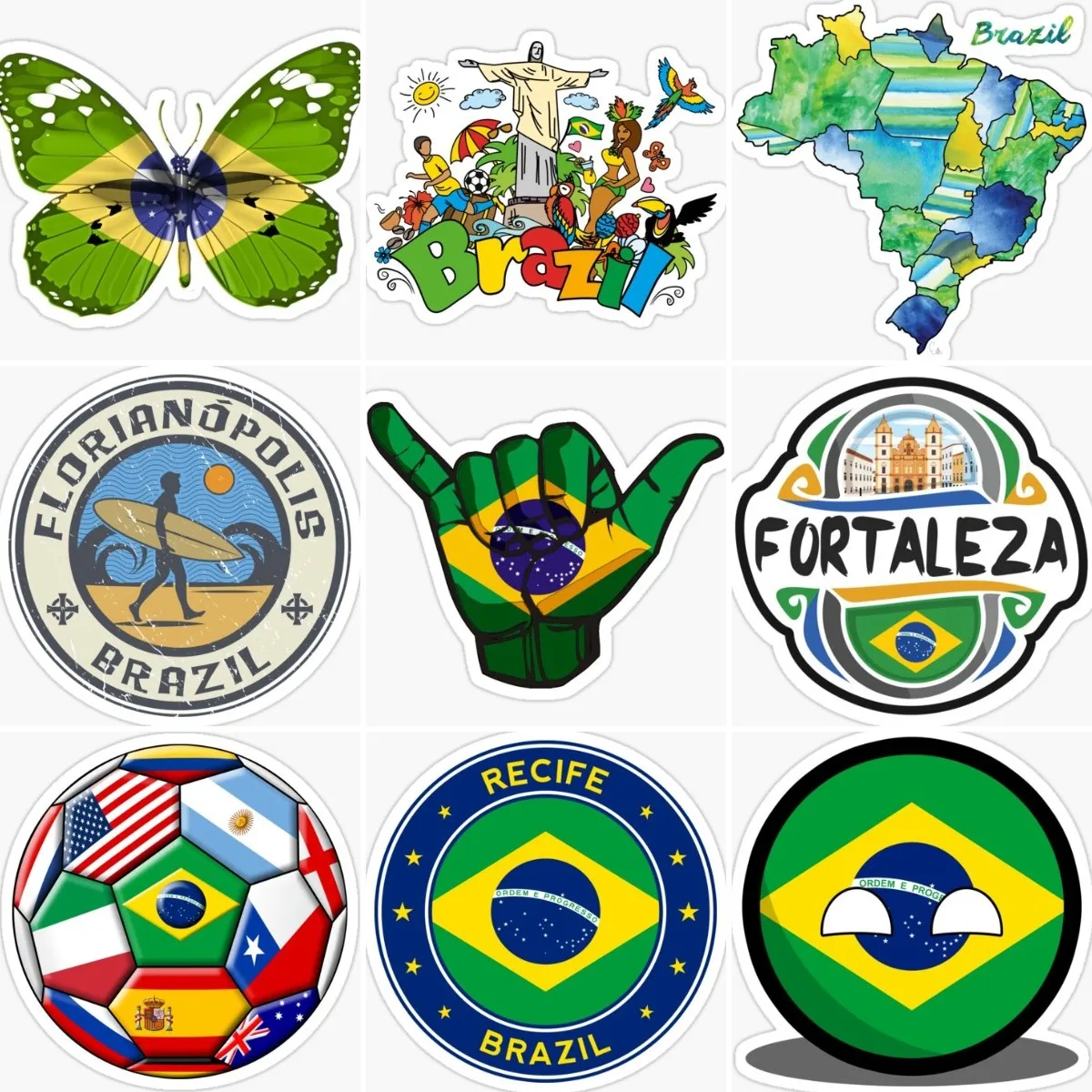 ברזיל דגל המפה סמל יצירתי מדבקות קיר לחדר משאית מכונית חלון זכוכית, שולחן אופנוע אופניים קסדה PVC מדבקות Assecories