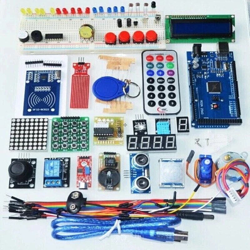 מגה 2560 r3 starter kit מנוע סרוו RFID קולי החל ממסר LCD עבור arduino