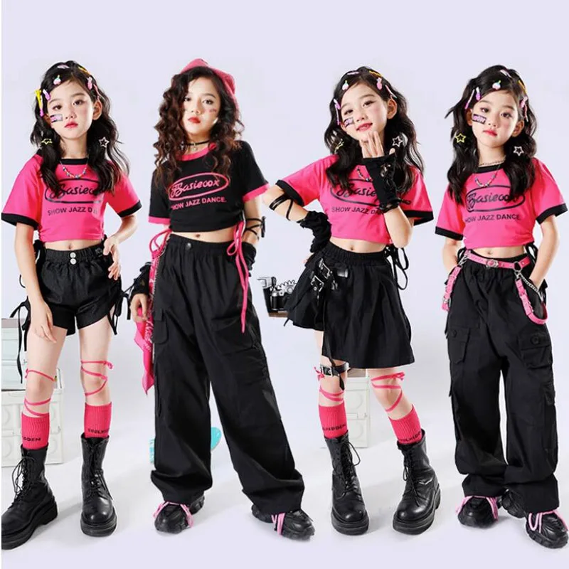 ילדים היפ הופ תלבושות היבול לכל היותר קצרים רחוב ריקוד ג 'אז מתוק תחפושות בנות שחור מכנסי דגמ