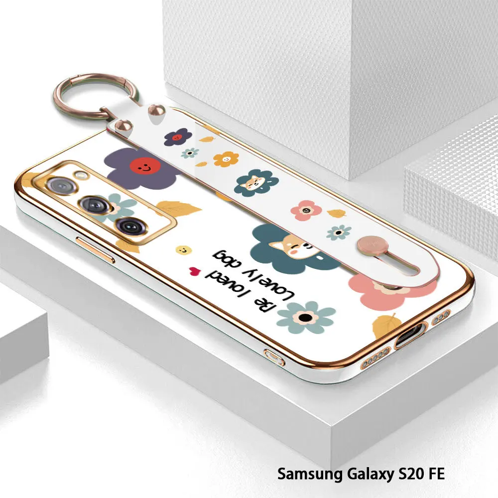 (עם צמיד) על Samsung Galaxy S20 פה 4G 5G S20 בנוסף S20 אולטרה פרח הכיסוי האחורי יוקרה ציפוי TPU מקרה טלפון