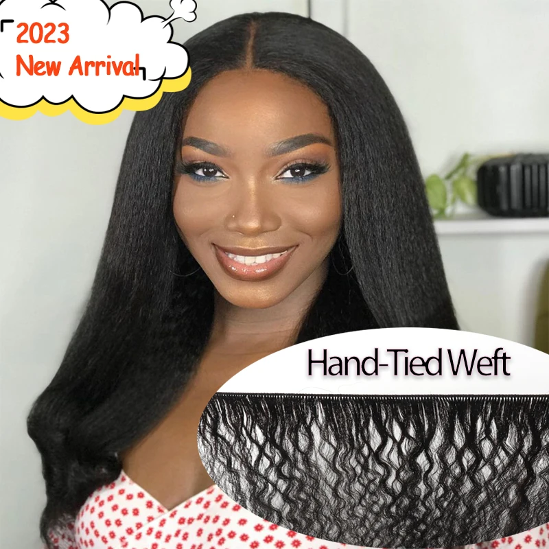 2023 הגעה חדשה קינקי ישר הידיים קשורות בכריכה תוספות שיער לנשים שחורות מלא קוטיקולה גאון יוטה תוספות שיער אנושי