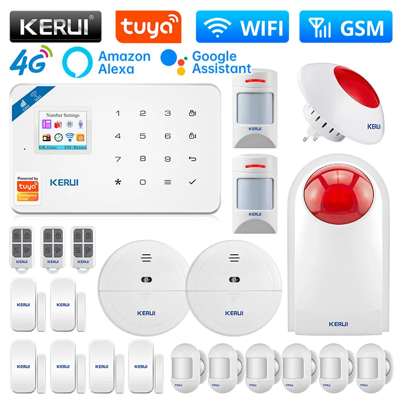 KERUI W184 4G WIFI מערכת האזעקה היחידה המרכזית Tuya אלחוטי חכם אזעקת GSM הדלת חיישן פורץ תמיכה אלקסה&Google APP שליטה