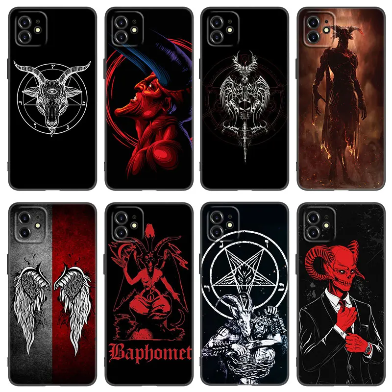 השטן השטן אמנות הטלפון מקרה עבור iPhone של אפל 13 12 11 Pro Mini XS מקס XR-X 8 7 6 6 פלוס SE 2020 2022 5S 5 רך TPU כיסוי שחור