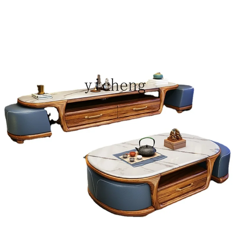 XL עץ מלא סינית חדשה סגנון עיצוב בינוניים וקטנים סלון דירה השיש קפה שולחן טלוויזיה ארון שילוב