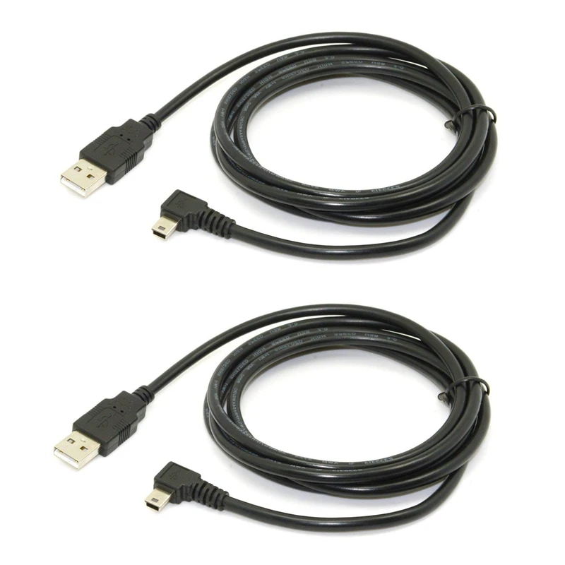 2X 1.8 מ ' USB Mini-B סוג 5Pin זכר 90 מעלות שמאלה בזווית USB 2.0 זכר כבל נתונים צבע שחור