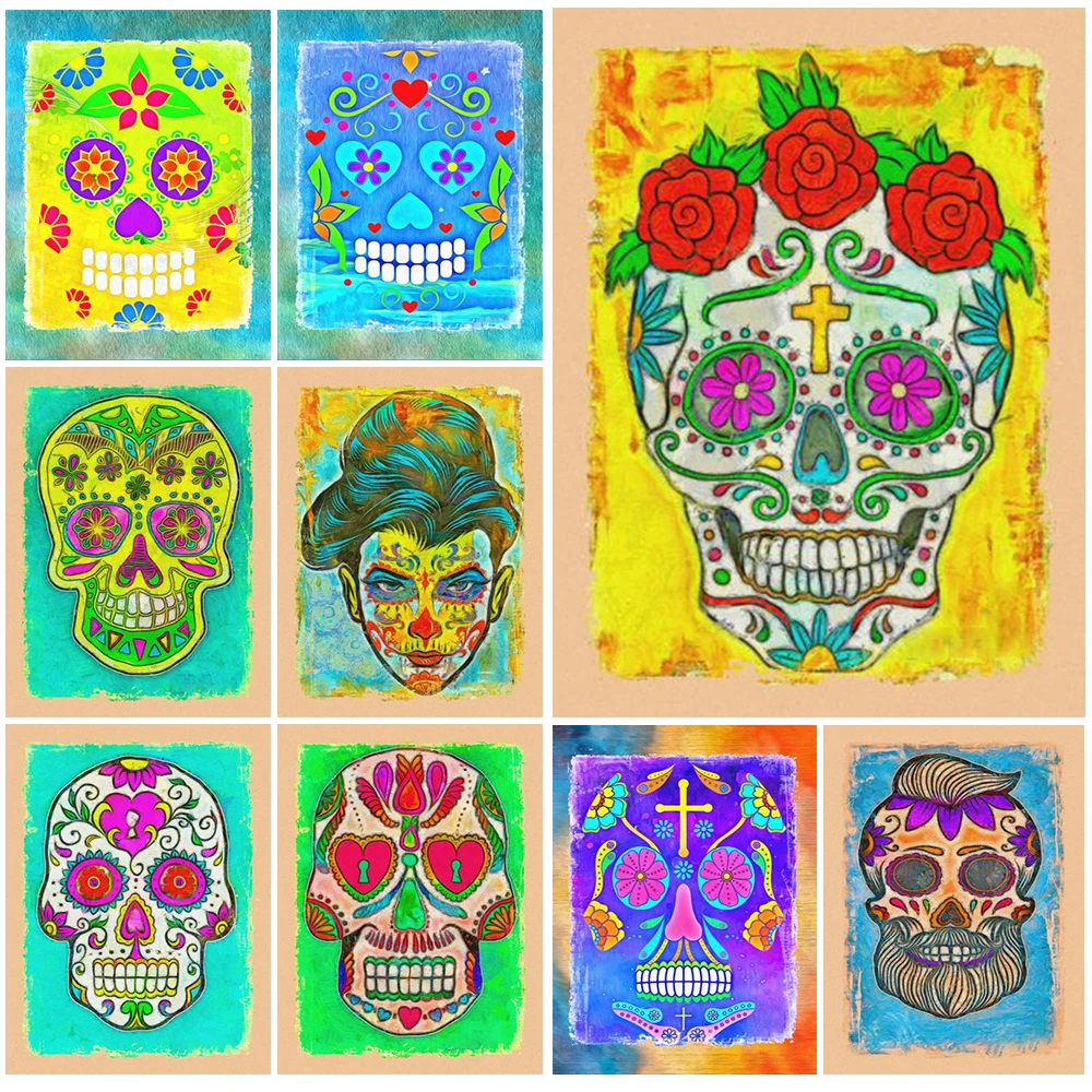 מקסיקו צבעוני הגולגולת יום המתים נורדי פוסטר קיר אמנות בד ציור תמונות קיר הסלון עיצוב הבית ממוסגרים