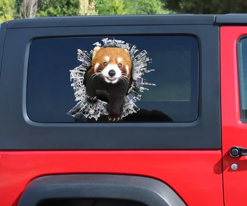 פנדה אדומה מדבקת החלון, ברוקך חלון המכונית מדבקות, פנדה אדומה רישוי.