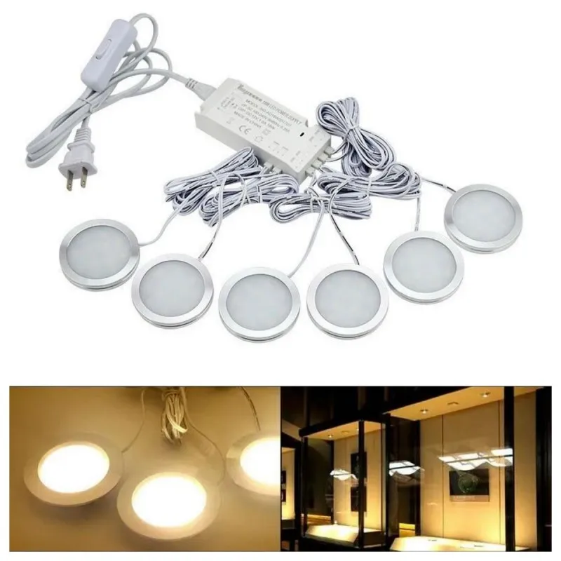 LED תחת אור Cabinet מקורה מנורת תקרה עם האיחוד האירופי לנו כוח מתאם עבור מטבח בר בארון בחדר השינה ארון בגדים קישוט תאורה