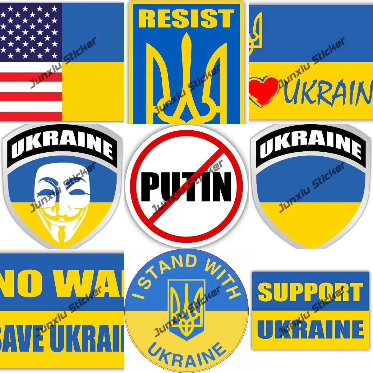 האוקראיני הקלשון מדבקות אוקראינה אנונימי מדבקות להתנגד אוקראינה המעיל של נשק אוקראינית דגל מדבקה על הפגוש מחנאי