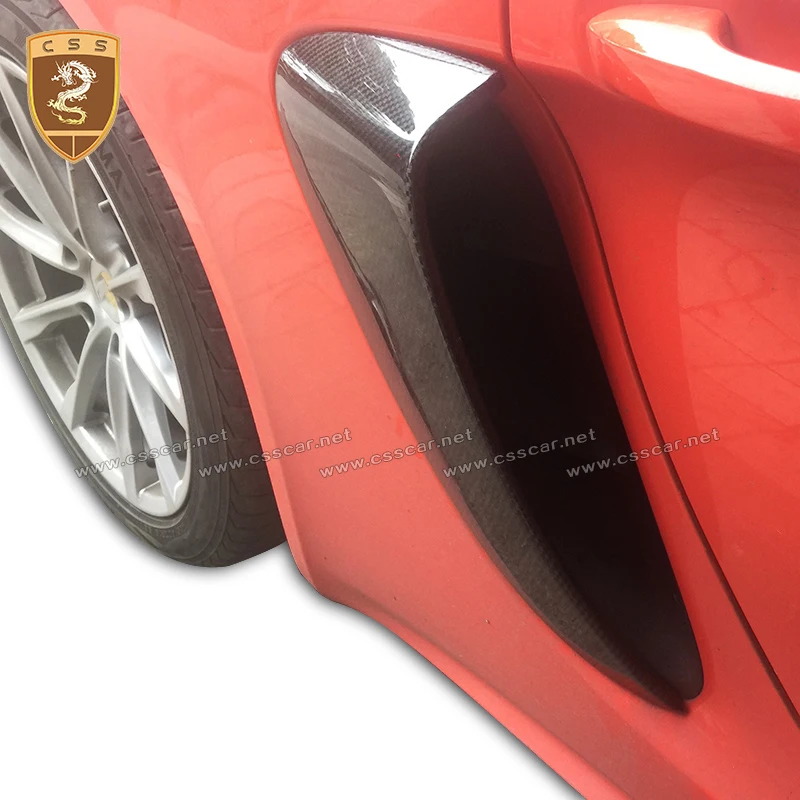 GT4 סגנון סיבי פחמן הצד פתח גימור מבריק צריכת האוויר כיסוי סיבים פנדר צינור ערכת עבור פורשה 16-18 על Boxster 718 קיימן