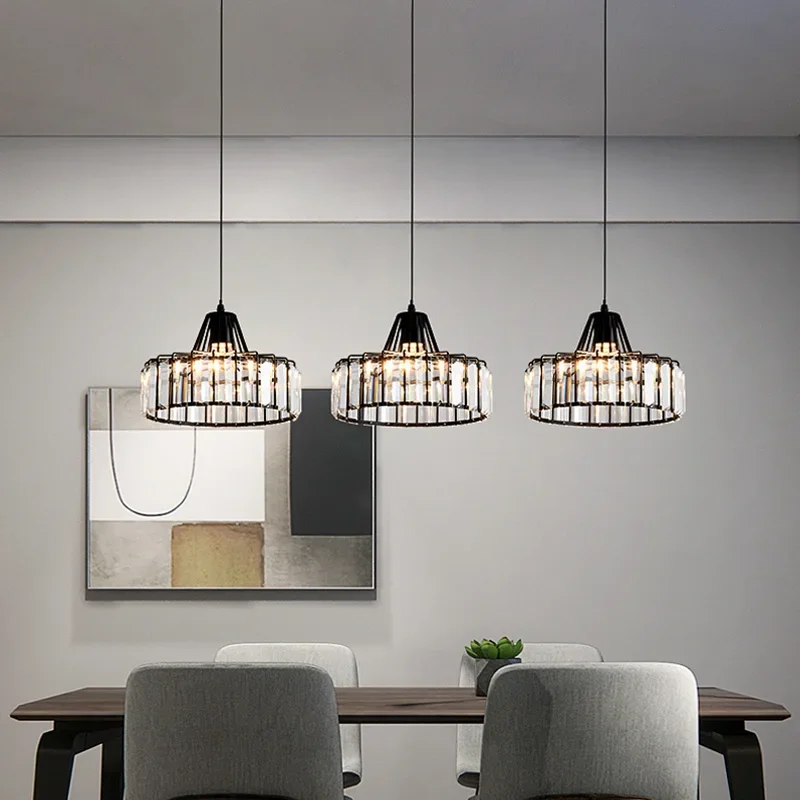 נורדי LED תליון המנורה ברזל מודרני נברשת עבור אי מטבח חדר אוכל עגול שחור השאר אזור זכוכית, גופי תאורה E27