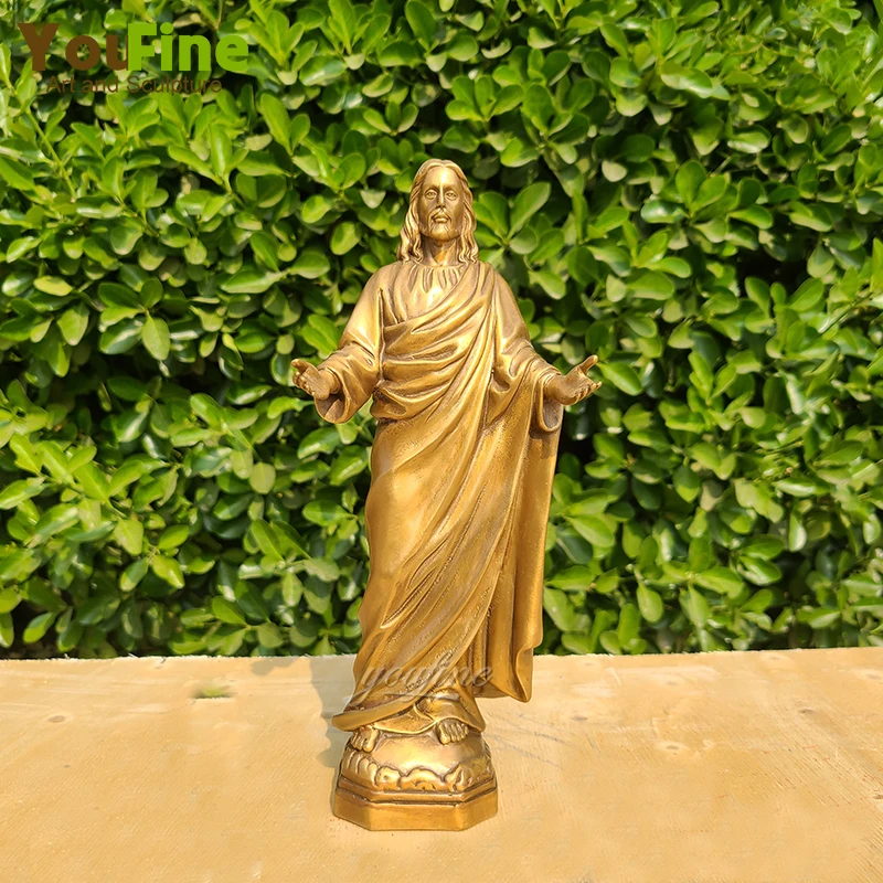 ברונזה ישוע המשיח ברכה פסל ברונזה אלוהים פסל הזהב אלוהים דמויות הביתה הכנסייה תפאורה, קישוט Handcrafts
