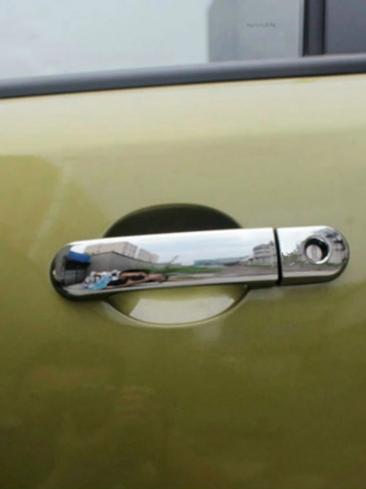 על ניסן הערה E11 2005-2012 ניסן מרץ / Micra K12 2003-2010 Chrome דלת המכונית להתמודד עם גביע מכסה קערת לקצץ מדבקה אביזרים