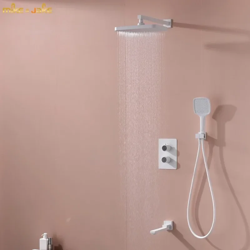 דיגיטלי מקלחת ערכת קיר קיט לבן אמבטיה הקש על סוג מוסתר קבוע מוטבע thermostatic 