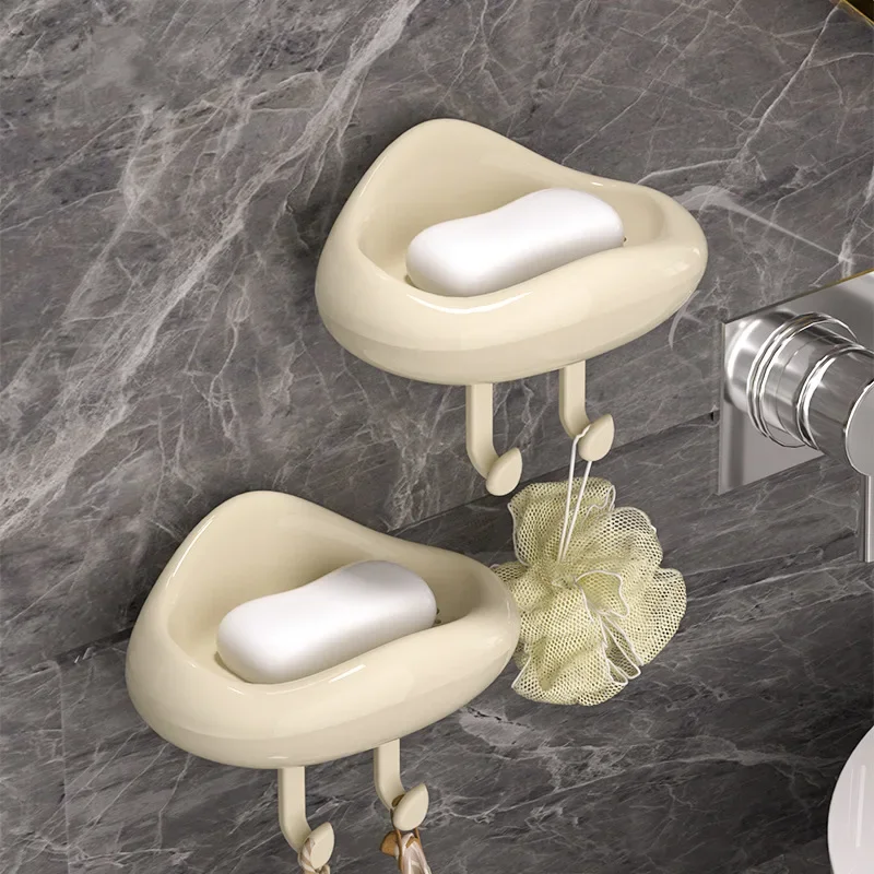 קרם אוויר סבון תיבת משק הבית קיר רכוב אי-אגרוף הגבהה לשירותים לרוקן אחסון מתלה סבון מגש