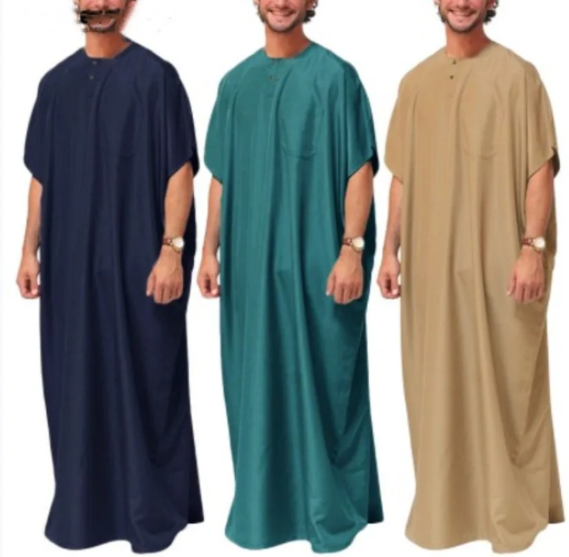 המוסלמים בדרום מזרח אסיה החלוק גברים Thobe Jubba הערבי שרוול ארוך דובאי הסעודית Kaftan המוסלמים בגדי גבר מלזי החולצה