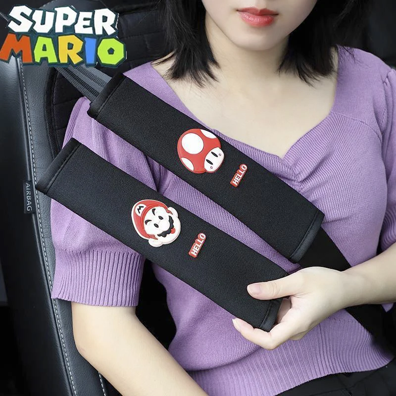 משחק סופר מריו במכונית חגורת בטיחות מכסה קריקטורה Figrue מריו פטריות עור הכתף לכסות נשים המושב חגורת קישוט אספקה