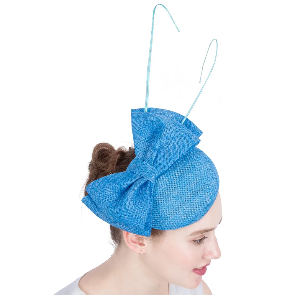 ליידי אופנה סימולציה Bowknot מעטרים Fascinator כובע עם יען נוצה ראש בגימור אלגנטי לנשים אביזרי שיער