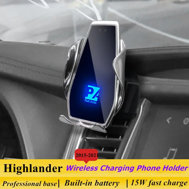 2015-2021 עבור טויוטה היילנדר טלפון נייד בעל מטען אלחוטי רכב הר ניווט תושבת GPS, תמיכה 360 מסתובב