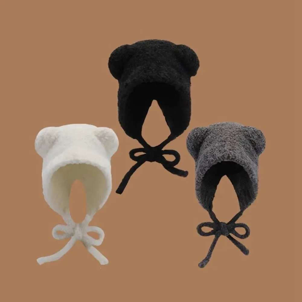 כובע כפת דוב האוזניים סרוג כובע מגן אוזניים כובע צמר כובע חתול האוזניים ביני כל-התאמה גולגולת כובע קטיפה כובע חורף/סתיו