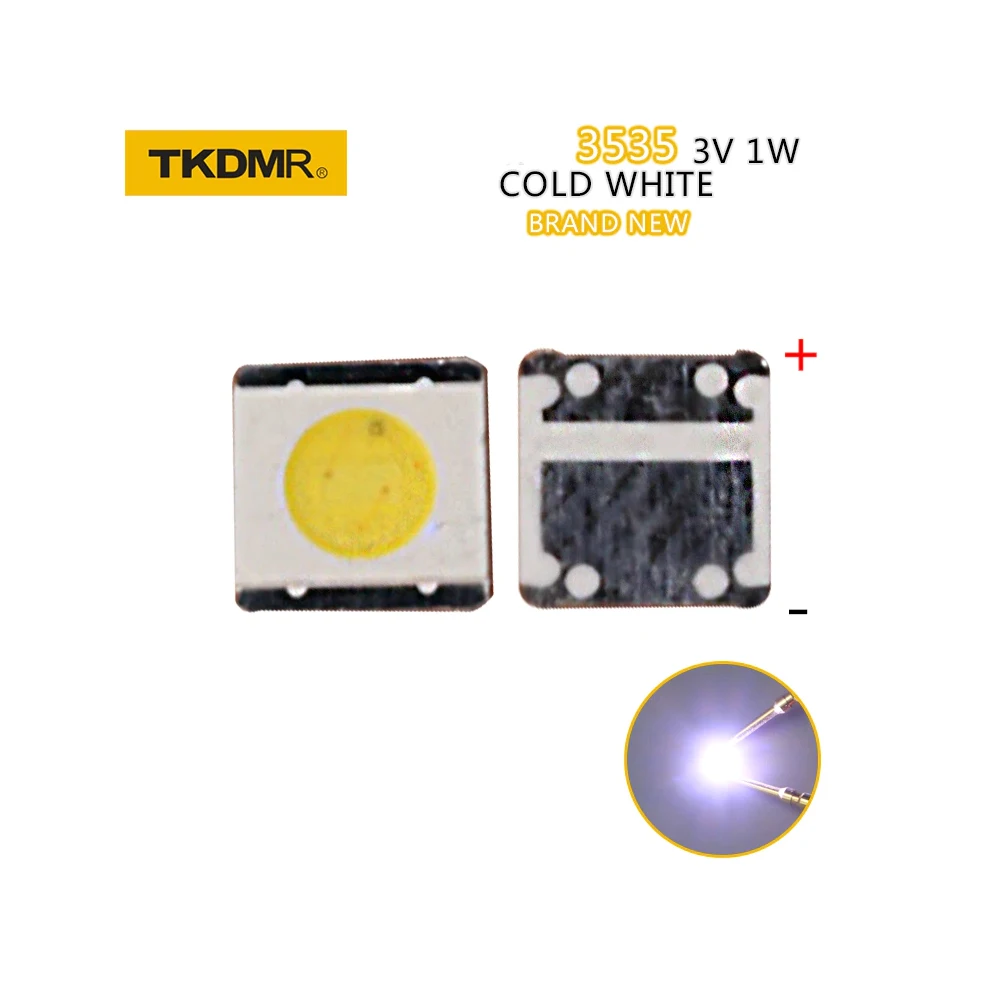 TKDMR 50pcs עבור תאורת LED אחורית טלוויזיה LCD חרוז 3 V 1.85 W 3535 SMD LED מנורת חרוז 3535 לבן קר