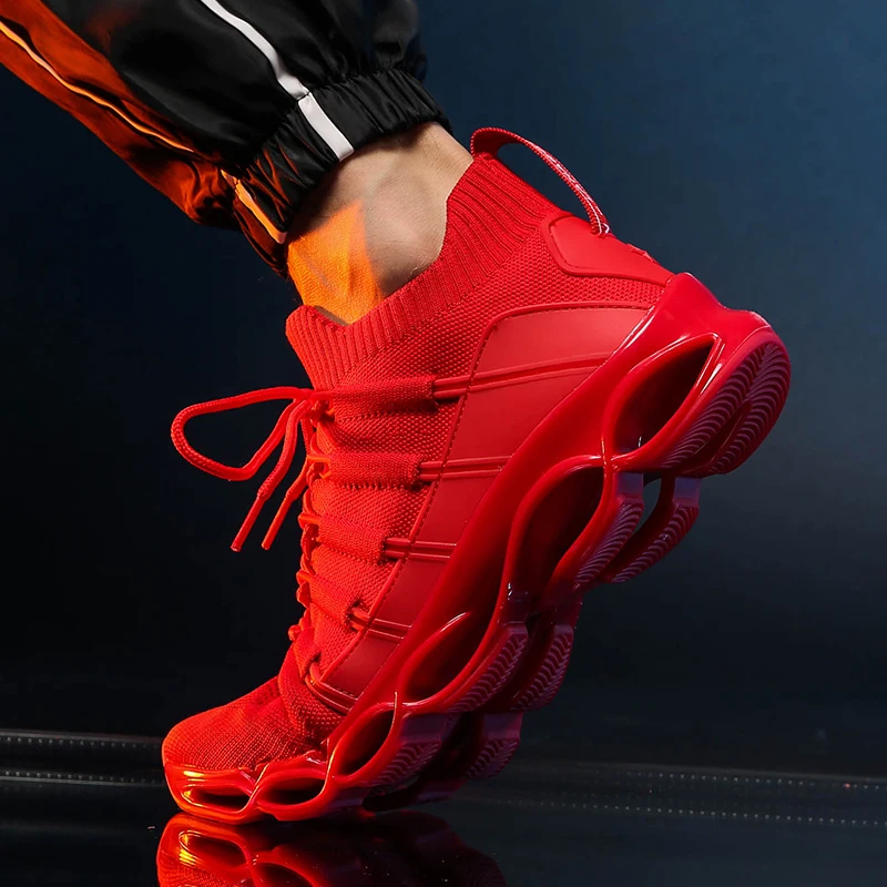 אויר רשת נעלי גברים נעלי ספורט חדש אדרה להב נעלי ספורט לגברים גודל גדול 39-47 של הגברים אדום תחתון נעלי ריצה Chaussure Homme