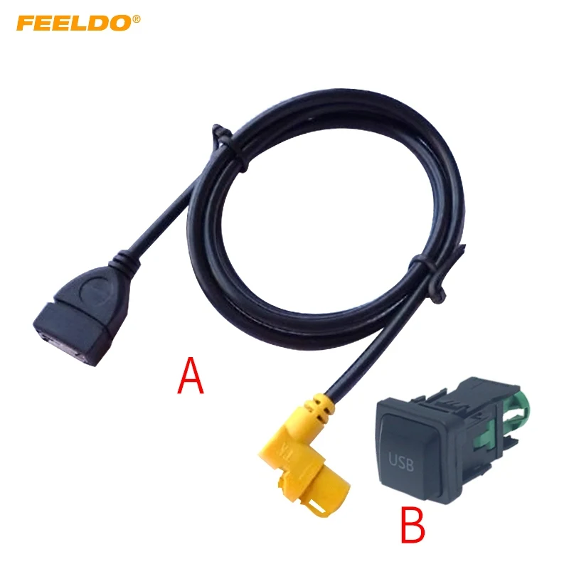 FEELDO המכונית 4Pin CD מחליף כבל USB עם מתג של מתאם עבור פולקסווגן פולו, סקודה Touran Magotan RCD510 RCD310 RNS315