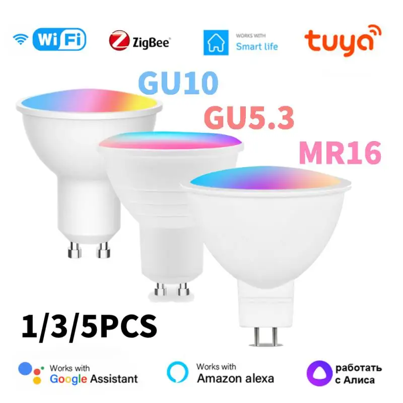 Tuya Zigbee/WIFI חכם נורות GU10/GU5.3/MR16 RGB Dimmable מנורת LED 5W חכם החיים הזרקורים שליטה באמצעות Alexa הבית של Google