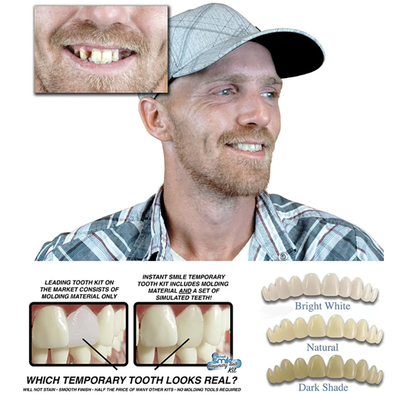 3pcs שן זמני החלפת ערכת להחליף שן חסרה בדקות שיניים תיקון שיניים לנשים גברים מבוגרים