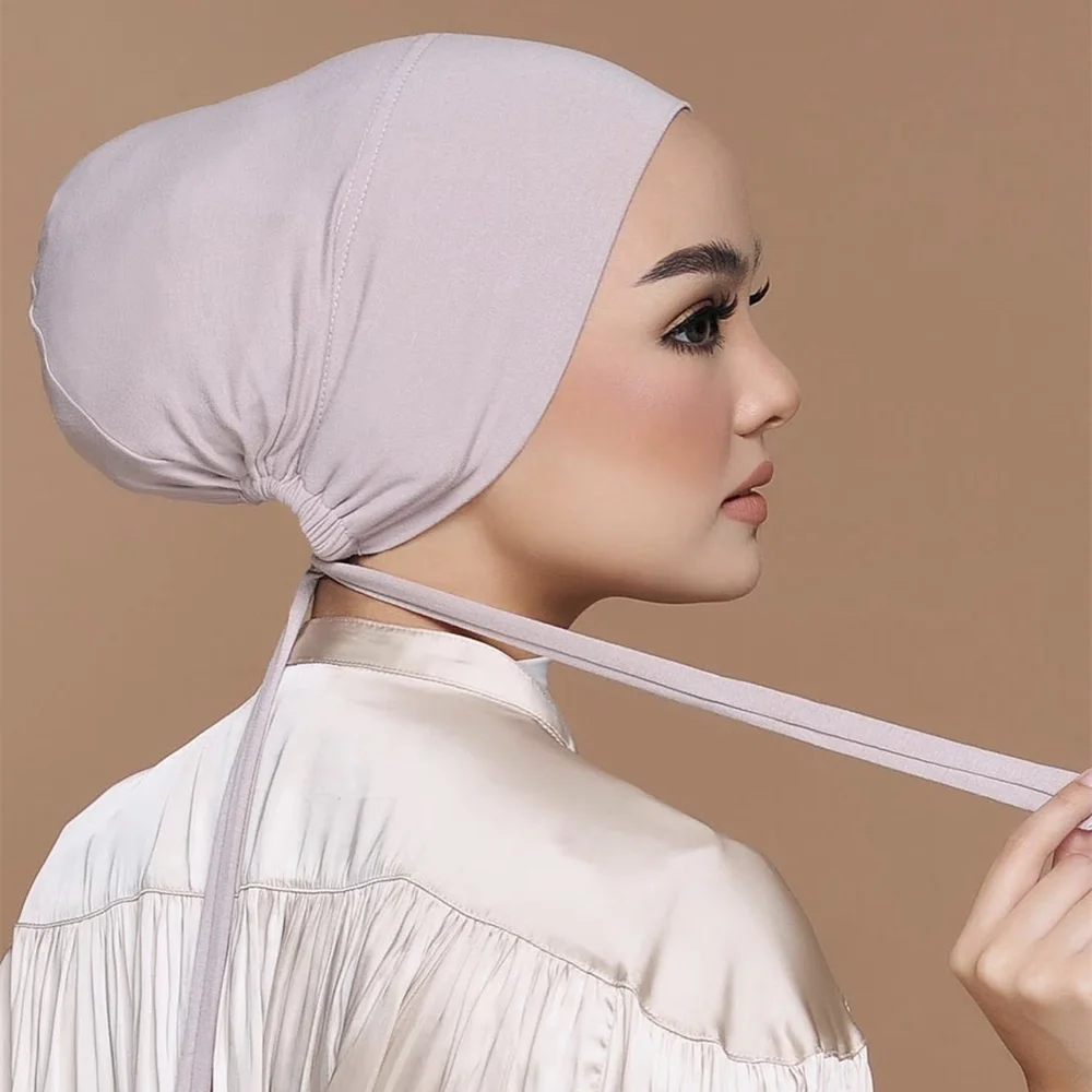 2023 רך מודאלית לקשור Undercaps המוסלמים Hijabs עבור הנשים תחת צעיף כובע חיג 'אב כובעי עיד Isr Hijabs קפטן מוסלמי חיג' אב פאטאל לעטוף את הראש.