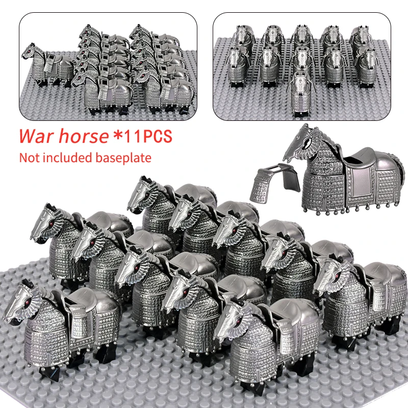 ימי הביניים סרט אבירים סוס מלחמה פרשים לוחמים ברזל בודהה סוס הקרבות דמויות אבני בניין לבנים צעצועים לילדים מתנה